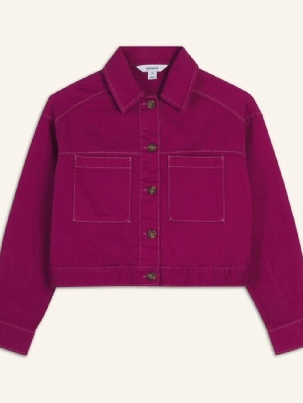 NEW Old Navy Crop Utility Jacket Boysenberry Size Large - Picture 2 of 11
